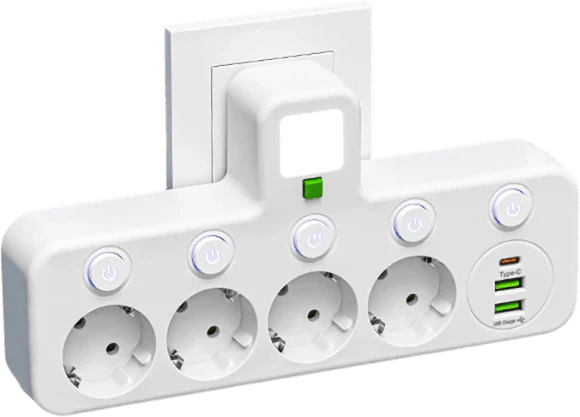 Multipoort EU stopcontactadapter