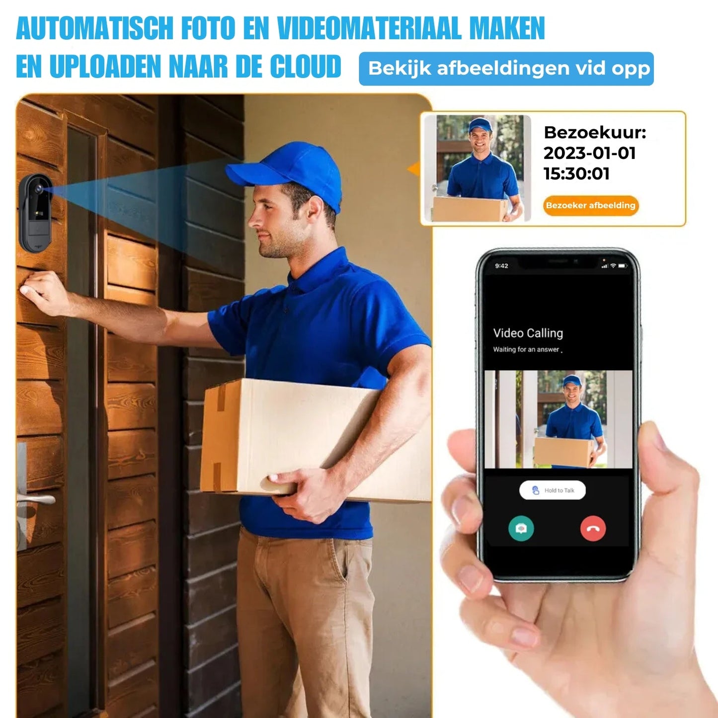 Draadloze beveiligingscamera-deurbel