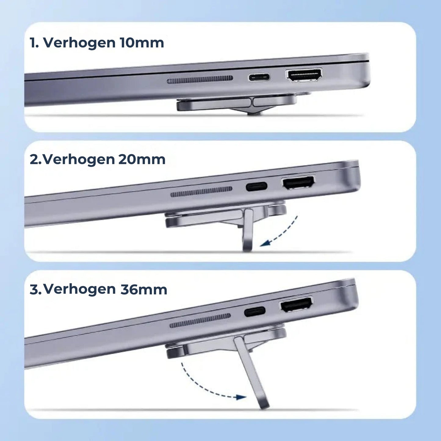Onzichtbare laptopstandaard van aluminium (2st)