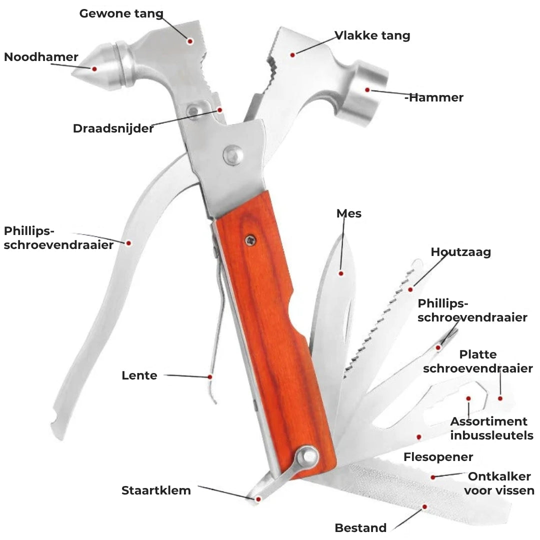 Survival-multitool hamer (16-in-1)