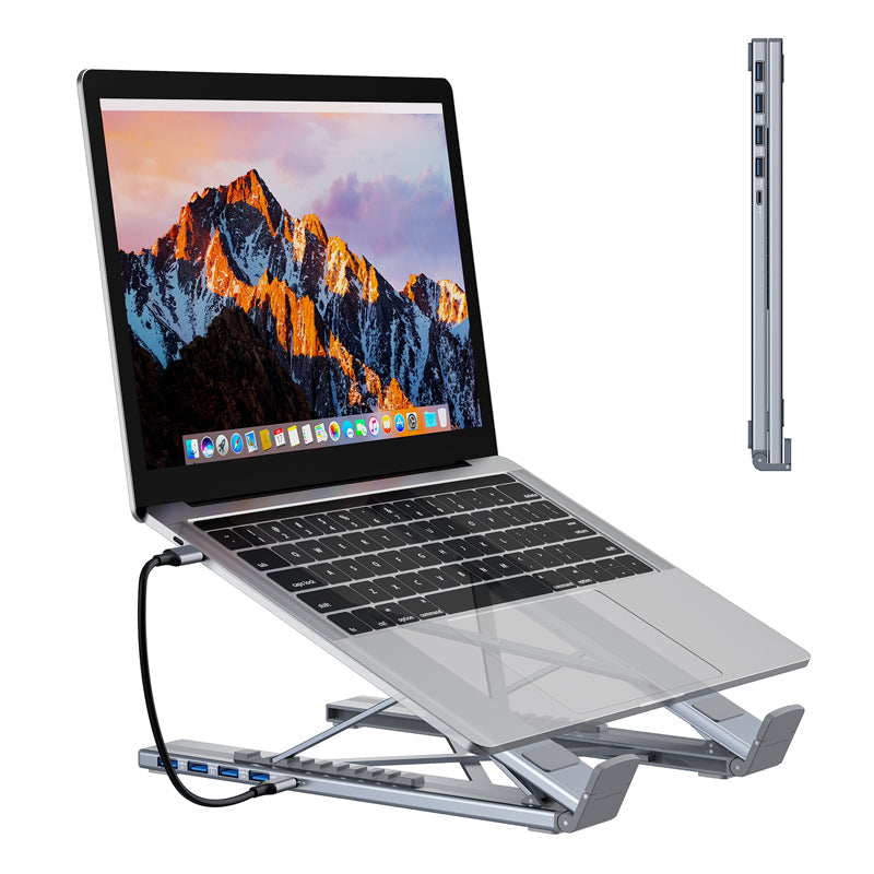 8-in-1 Laptop Dockingstation – verstelbare standaard, 4K HDMI & snelle gegevensoverdracht